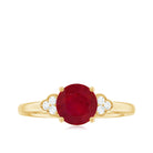 Rosec Jewels-Ruby Engagement Ring with Diamond Trio