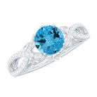 Rosec Jewels-Designer Swiss Blue Topaz and Diamond Crossover Engagement Ring