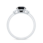 Rosec Jewels-Real Black Onyx Solitaire Engagement Ring with Diamond Trio