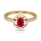 Rosec Jewels-Vintage Style Created Ruby and Diamond Flower Engagement Ring