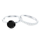 Rosec Jewels-2 CT Created Black Diamond Solitaire Bridal Ring Set with Diamond