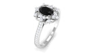 Rosec Jewels-1 CT Vintage Style Created Black Diamond Flower Engagement Ring with Diamond