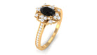 Rosec Jewels-1 CT Vintage Style Created Black Diamond Flower Engagement Ring with Diamond