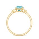 Rosec Jewels-Sky Blue Topaz Solitaire Engagement Ring with Diamond Trio