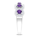 Rosec Jewels-1.25 CT Classic Amethyst Half Eternity Band Ring with Diamond Halo