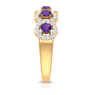 Rosec Jewels-1.25 CT Classic Amethyst Half Eternity Band Ring with Diamond Halo