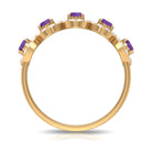 Rosec Jewels-1.25 CT Classic Amethyst Half Eternity Band Ring with Diamond Halo