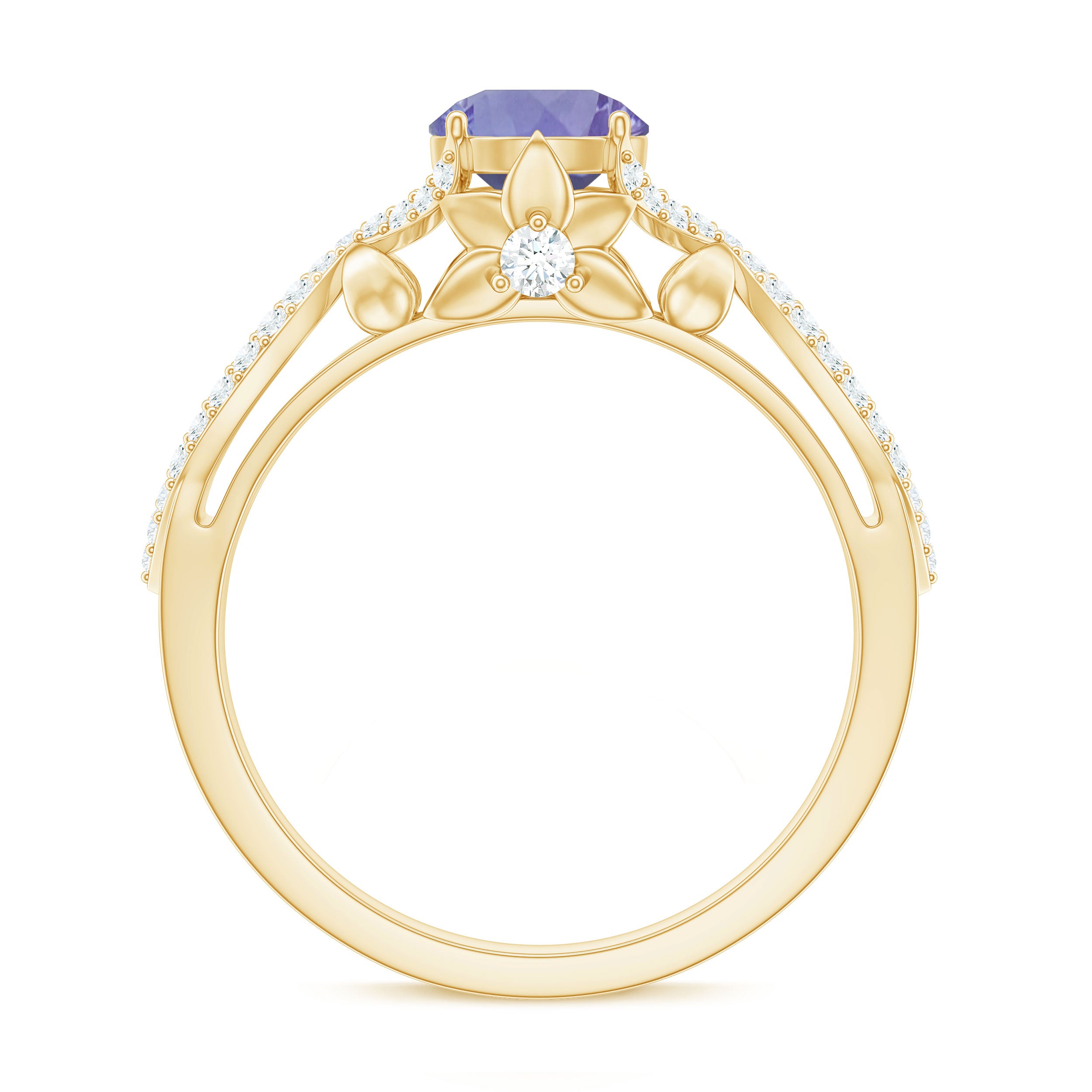 Rosec Jewels-Designer Tanzanite and Diamond Crossover Engagement Ring