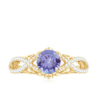 Rosec Jewels-Designer Tanzanite and Diamond Crossover Engagement Ring