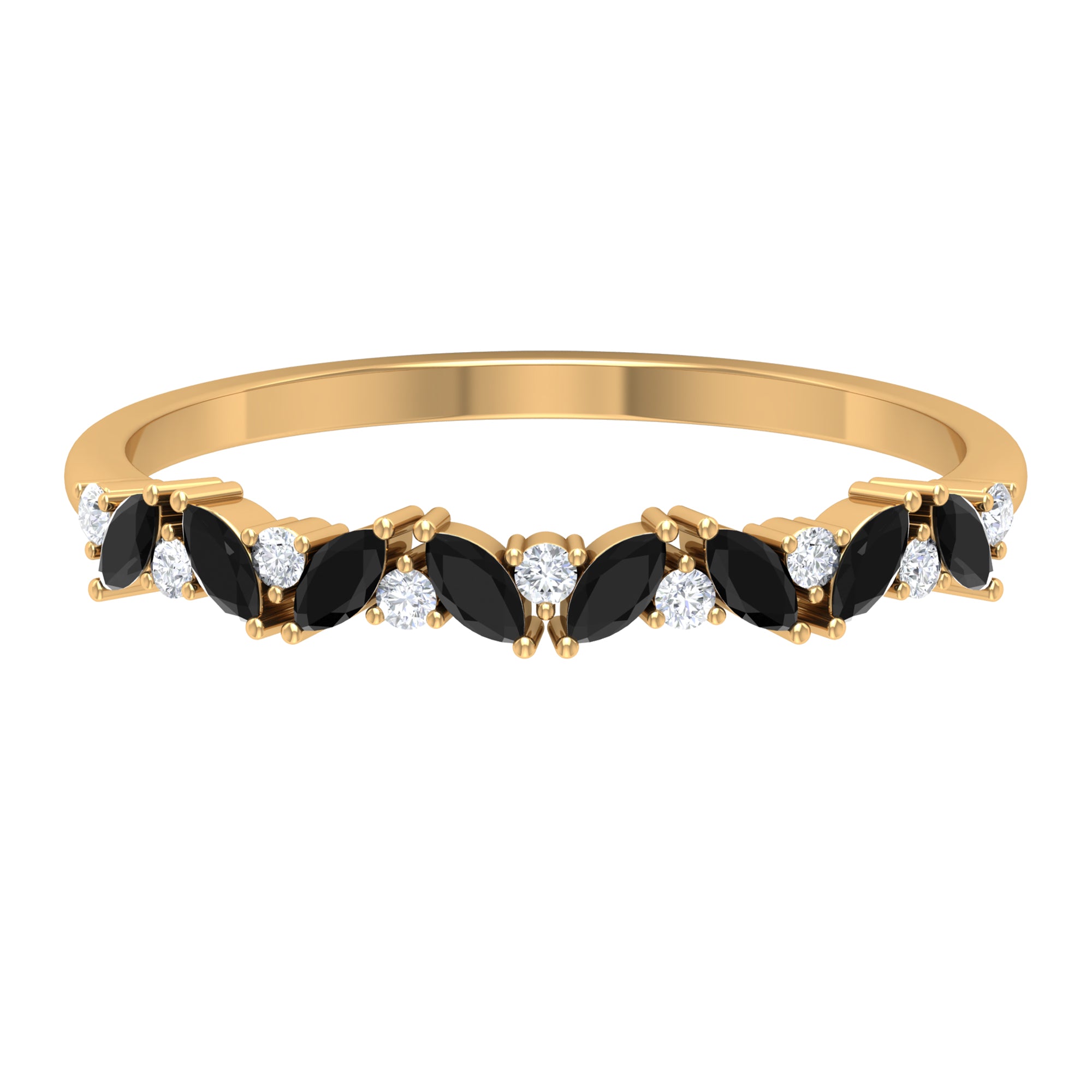 Rosec Jewels-Marquise Created Black Diamond and Diamond Half Eternity Ring