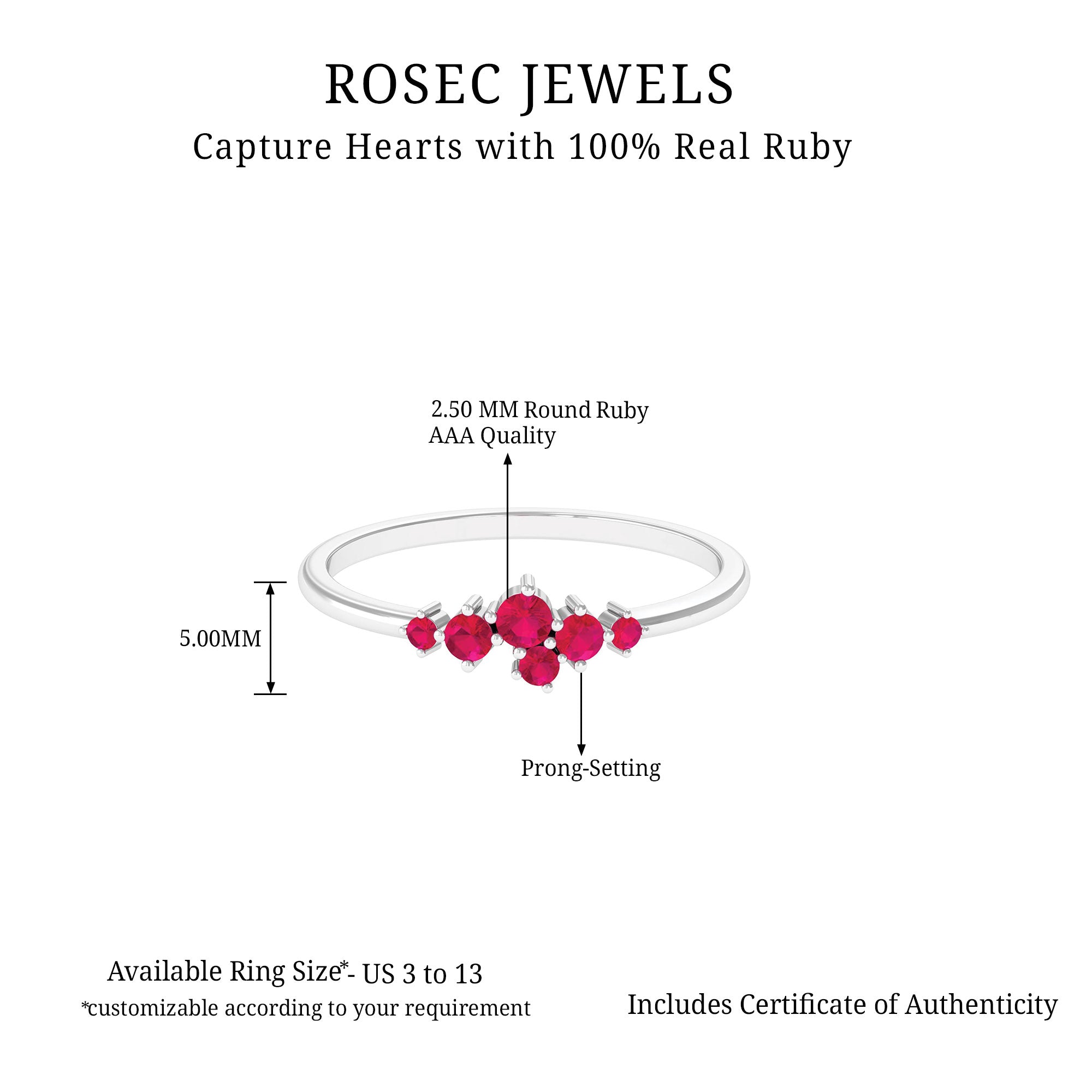 Rosec Jewels-Natural Ruby Cluster Promise Ring