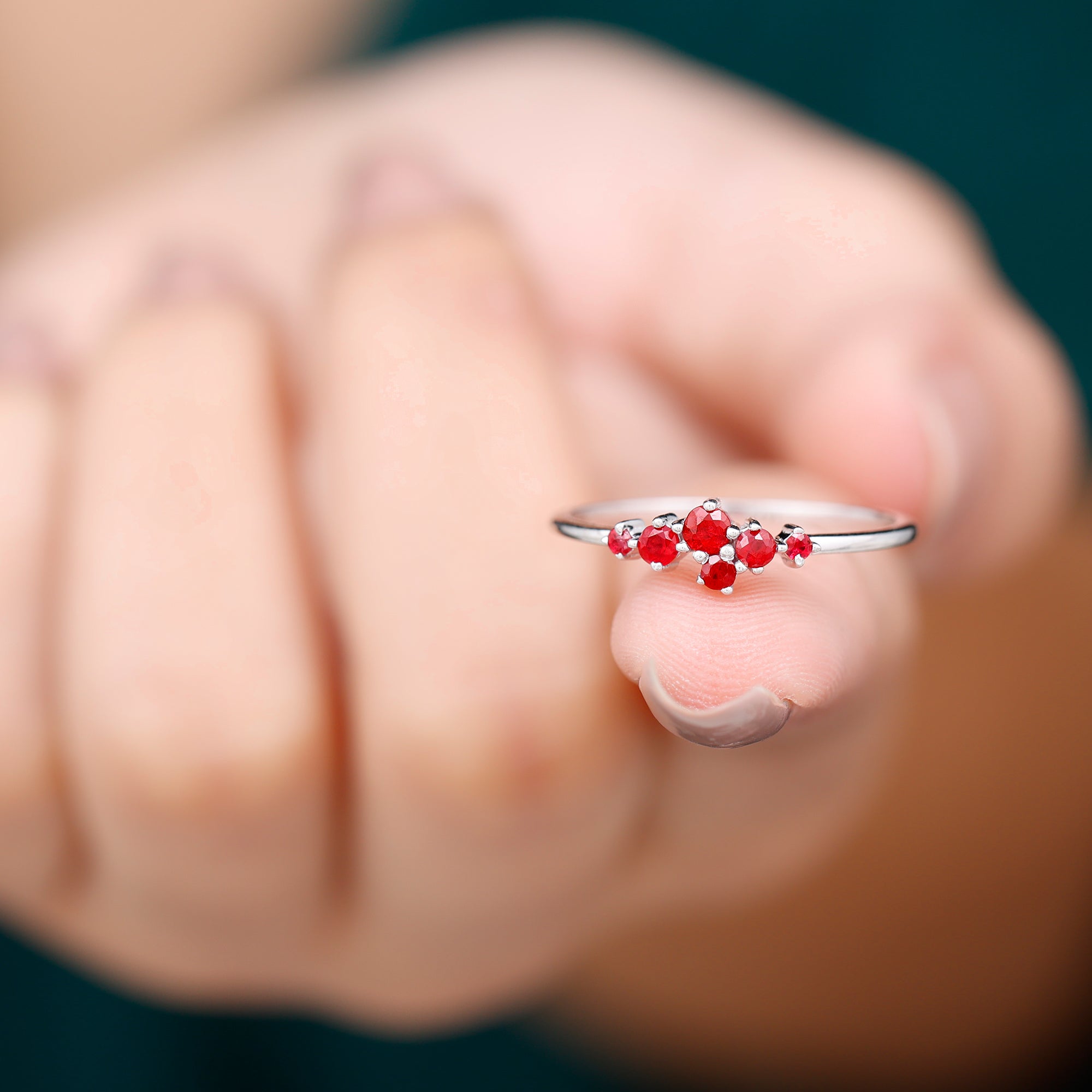 Rosec Jewels-Natural Ruby Cluster Promise Ring