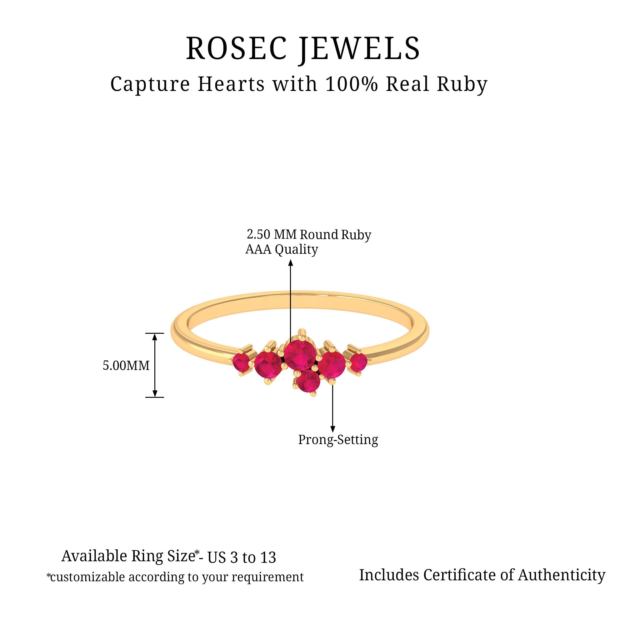 Rosec Jewels-Natural Ruby Cluster Promise Ring