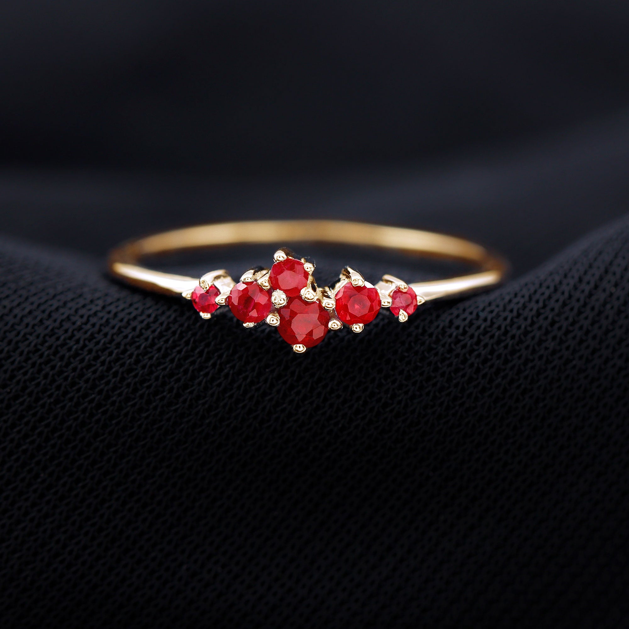 Rosec Jewels-Natural Ruby Cluster Promise Ring