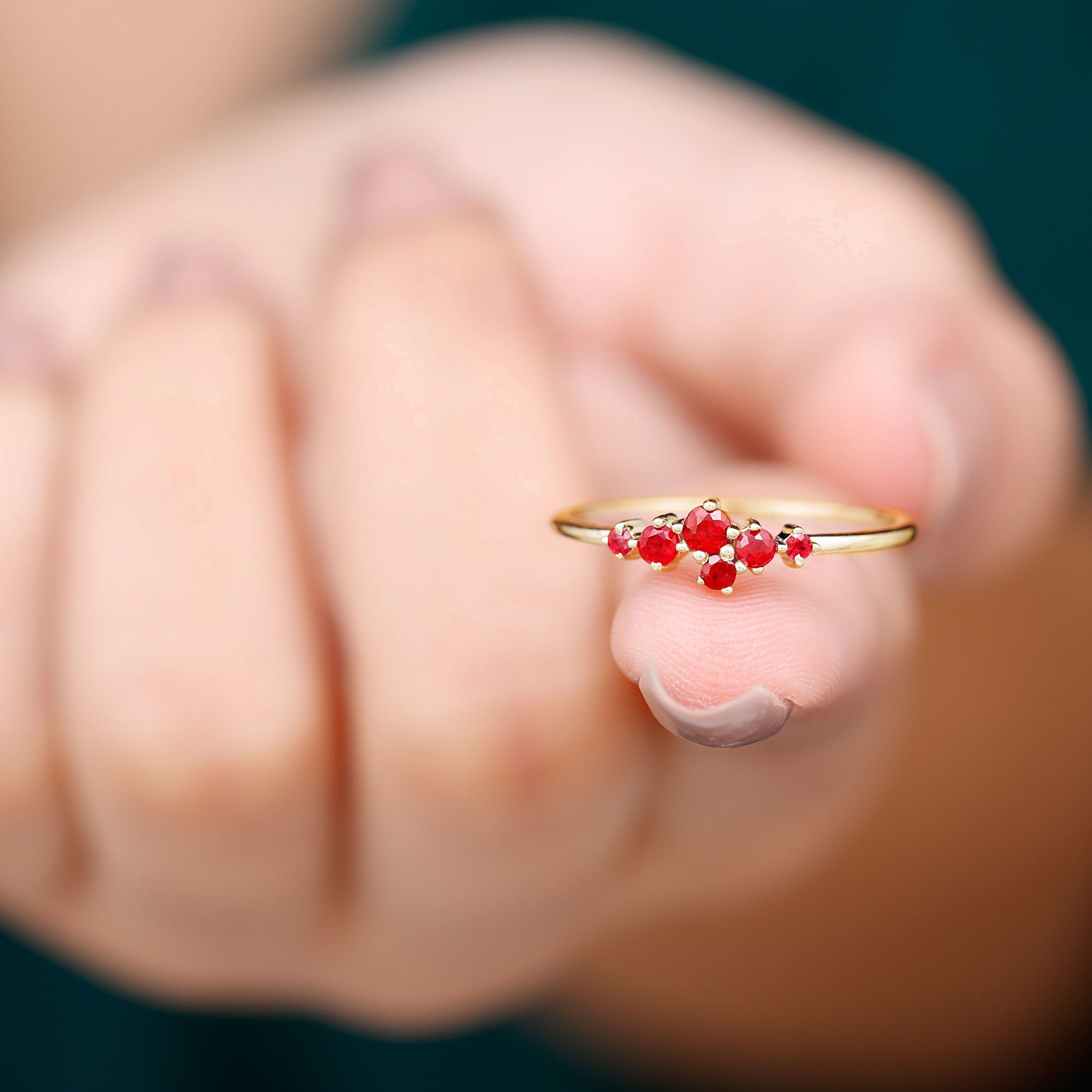 Rosec Jewels-Natural Ruby Cluster Promise Ring