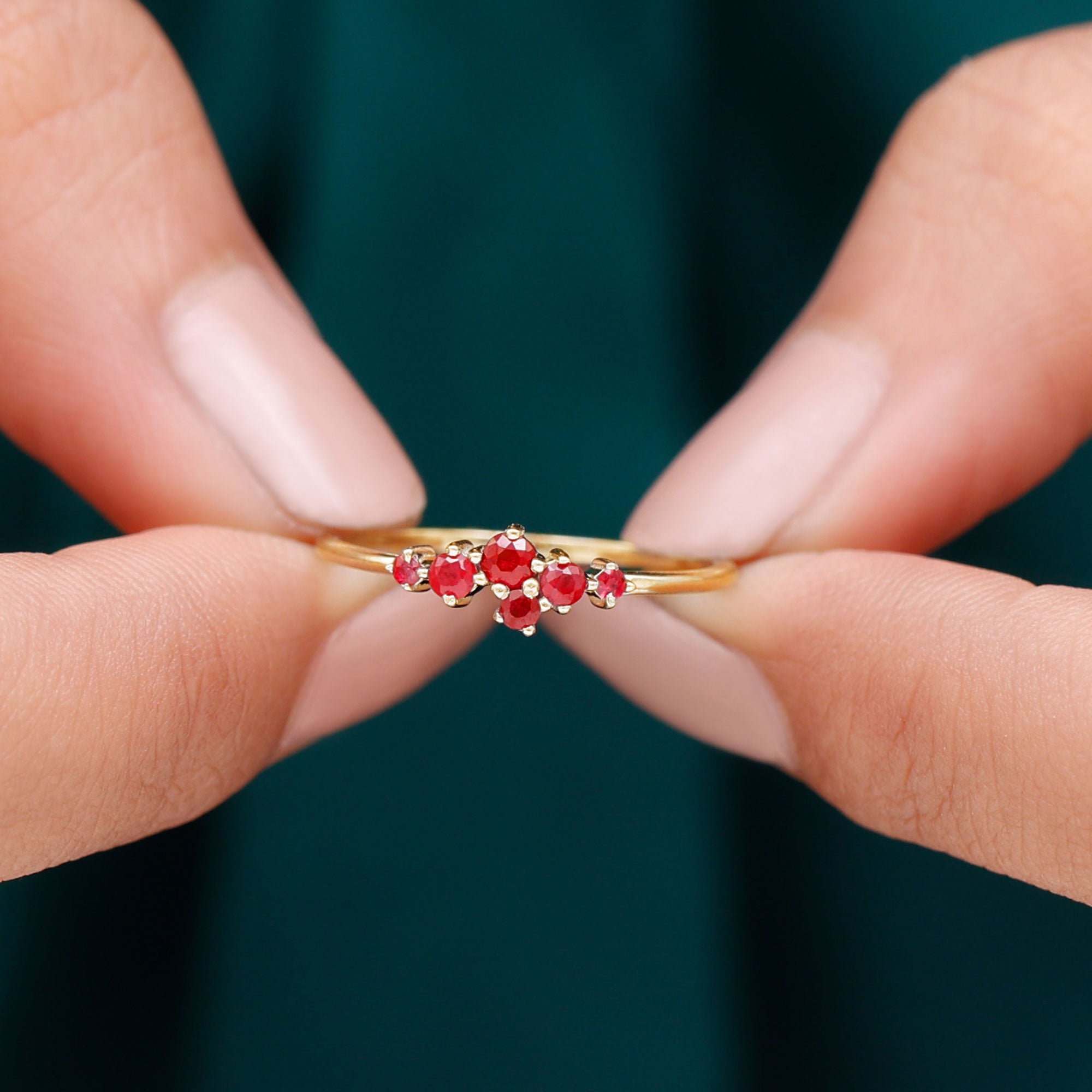 Rosec Jewels-Natural Ruby Cluster Promise Ring