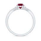 Oval Cut Real Ruby Solitaire Ring with Diamond Ruby - ( AAA ) - Quality - Rosec Jewels