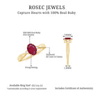 Oval Cut Real Ruby Solitaire Ring with Diamond Ruby - ( AAA ) - Quality - Rosec Jewels