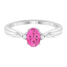 Rosec Jewels-Oval Cut Pink Sapphire Solitaire Ring with Diamond