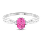 Rosec Jewels-Oval Cut Pink Sapphire Solitaire Ring with Diamond