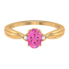 Rosec Jewels-Oval Cut Pink Sapphire Solitaire Ring with Diamond