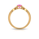 Rosec Jewels-Oval Cut Pink Sapphire Solitaire Ring with Diamond