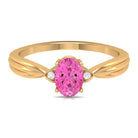 Rosec Jewels-Oval Cut Pink Sapphire Solitaire Ring with Diamond