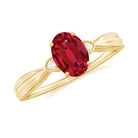 Rosec Jewels-Oval Cut Lab Grown Ruby Solitaire Ring with Diamond