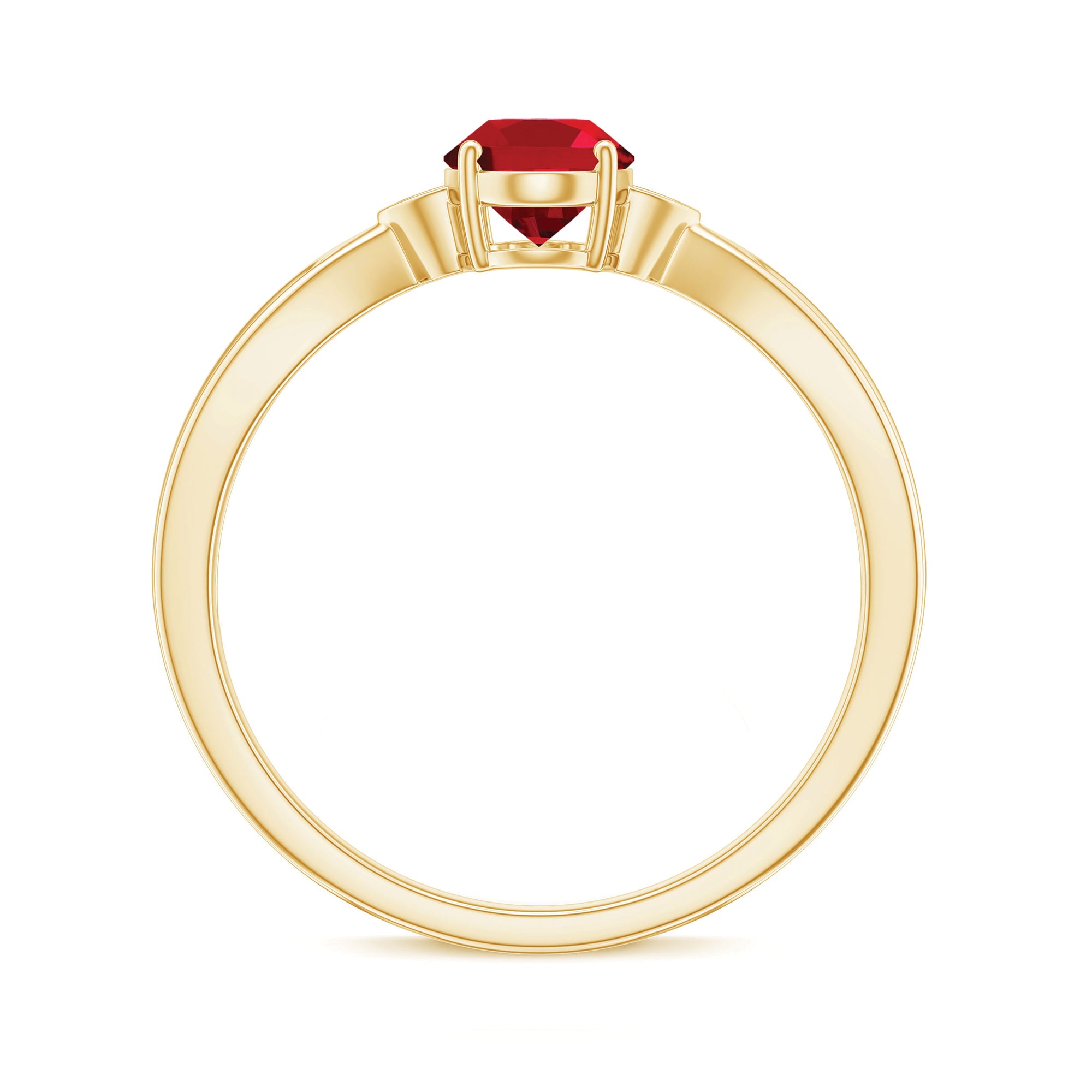 Rosec Jewels-Oval Cut Lab Grown Ruby Solitaire Ring with Diamond