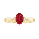 Rosec Jewels-Oval Cut Lab Grown Ruby Solitaire Ring with Diamond