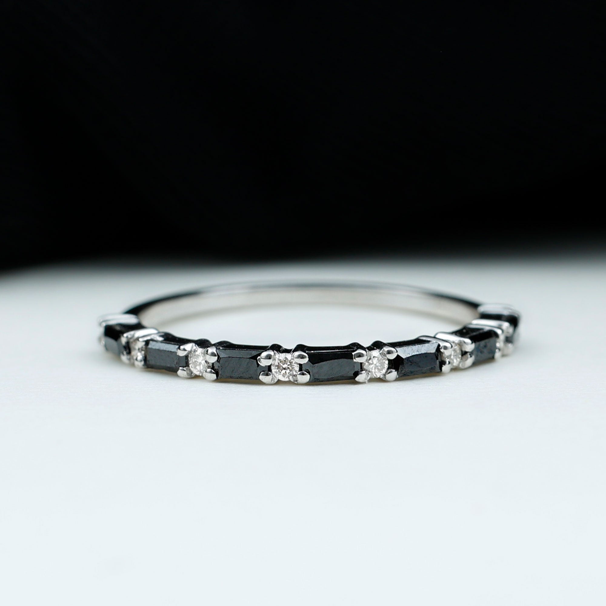 Rosec Jewels-Lab Grown Black Diamond and Diamond Minimal Half Eternity Ring