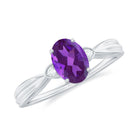 Rosec Jewels-1.25 CT Oval Cut Amethyst Solitaire Ring with Diamond