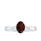 Rosec Jewels-Oval Cut Garnet Solitaire Ring with Diamond