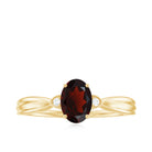 Rosec Jewels-Oval Cut Garnet Solitaire Ring with Diamond