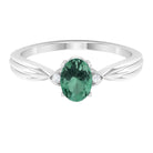 Rosec Jewels-Oval Shape Green Sapphire Solitaire Engagement Ring with Diamond