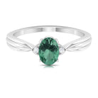 Rosec Jewels-Oval Shape Green Sapphire Solitaire Engagement Ring with Diamond