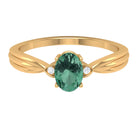 Rosec Jewels-Oval Shape Green Sapphire Solitaire Engagement Ring with Diamond