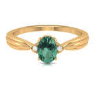 Rosec Jewels-Oval Shape Green Sapphire Solitaire Engagement Ring with Diamond