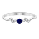 Rosec Jewels-1/4 CT Blue Sapphire and Diamond Leaf Branch Promise Ring