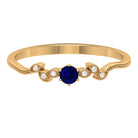 Rosec Jewels-1/4 CT Blue Sapphire and Diamond Leaf Branch Promise Ring