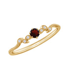 Rosec Jewels-Milgrain Leaf and Dainty Garnet Diamond Promise Ring