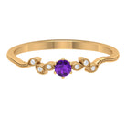 Rosec Jewels-Amethyst and Diamond Leaf Branch Promise Ring