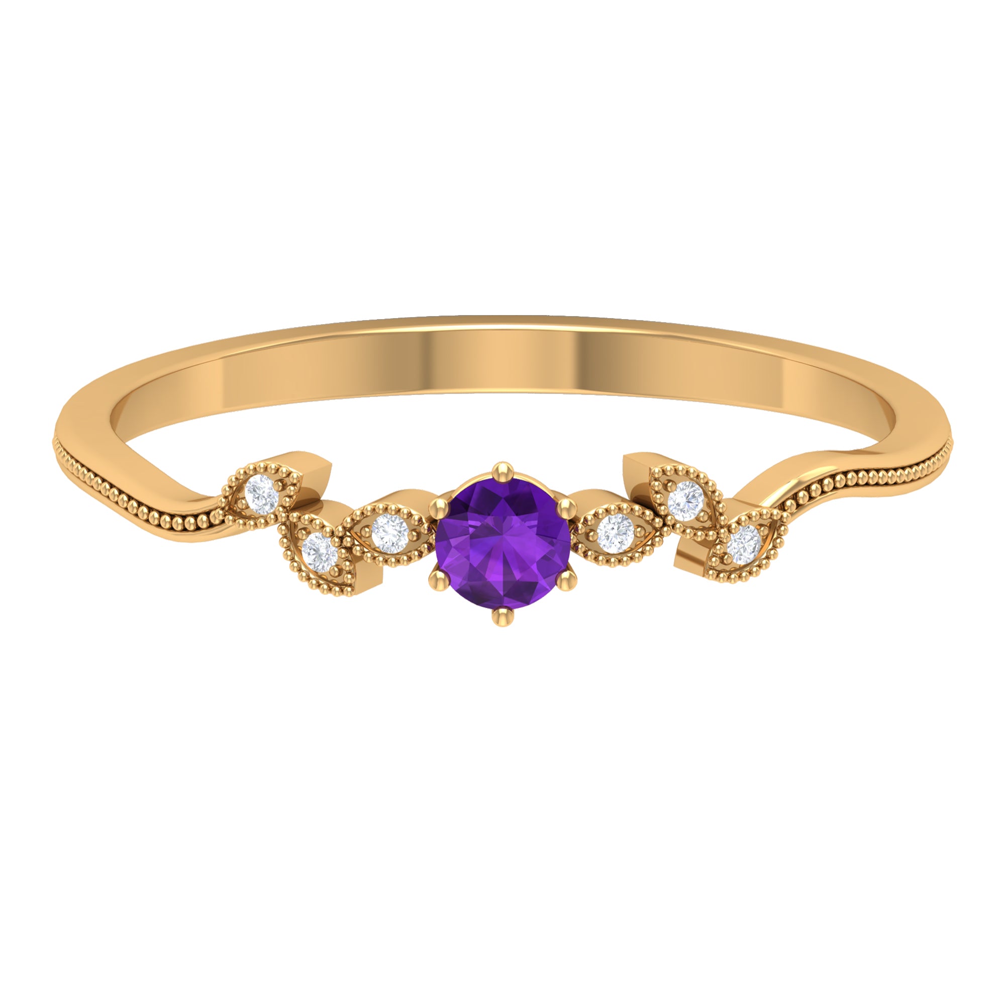 Rosec Jewels-Amethyst and Diamond Leaf Branch Promise Ring