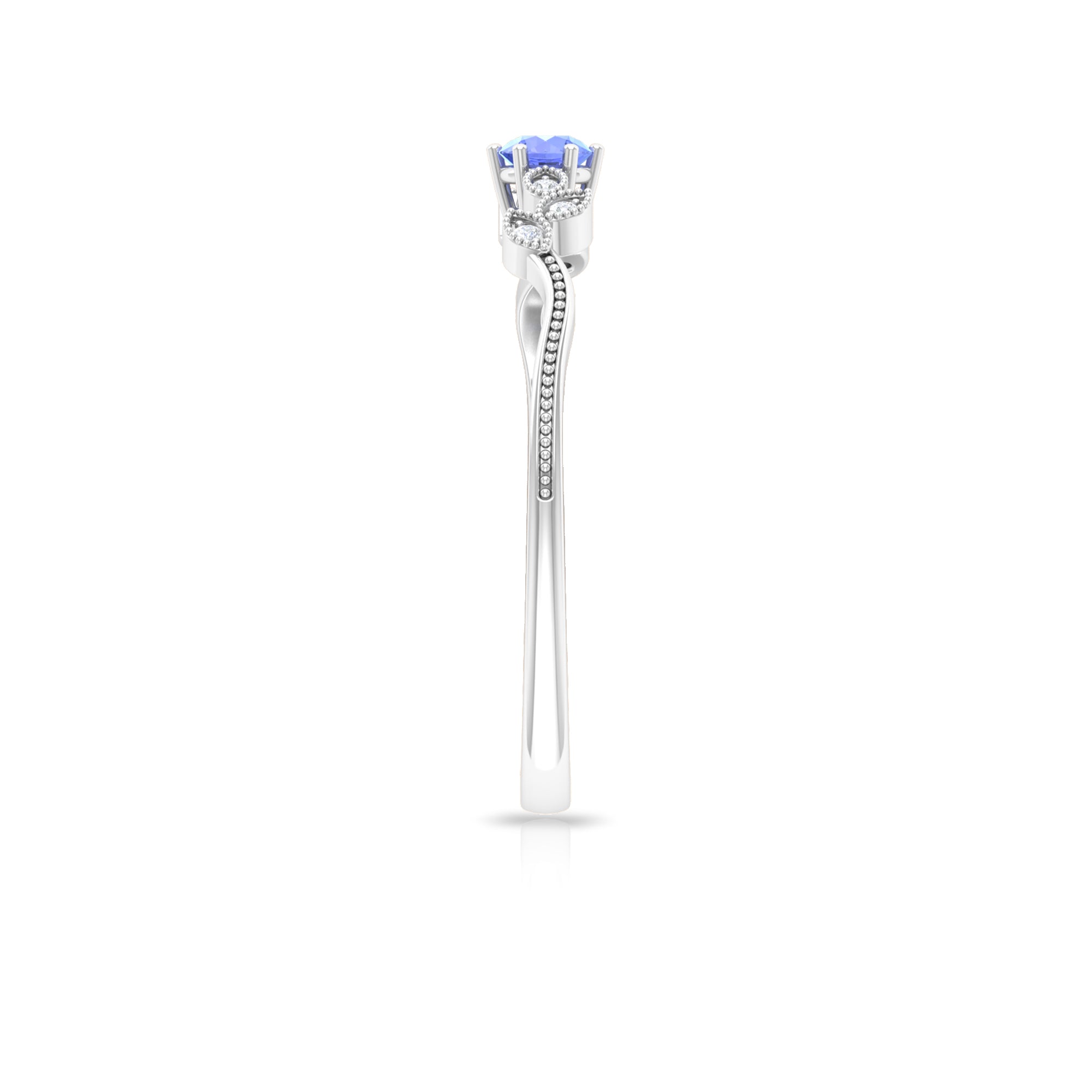 Rosec Jewels-Real Tanzanite and Diamond Leaf Branch Promise Ring