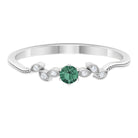 Rosec Jewels-Minimal Green Sapphire and Diamond Leaf Promise Ring