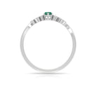 Rosec Jewels-Minimal Green Sapphire and Diamond Leaf Promise Ring