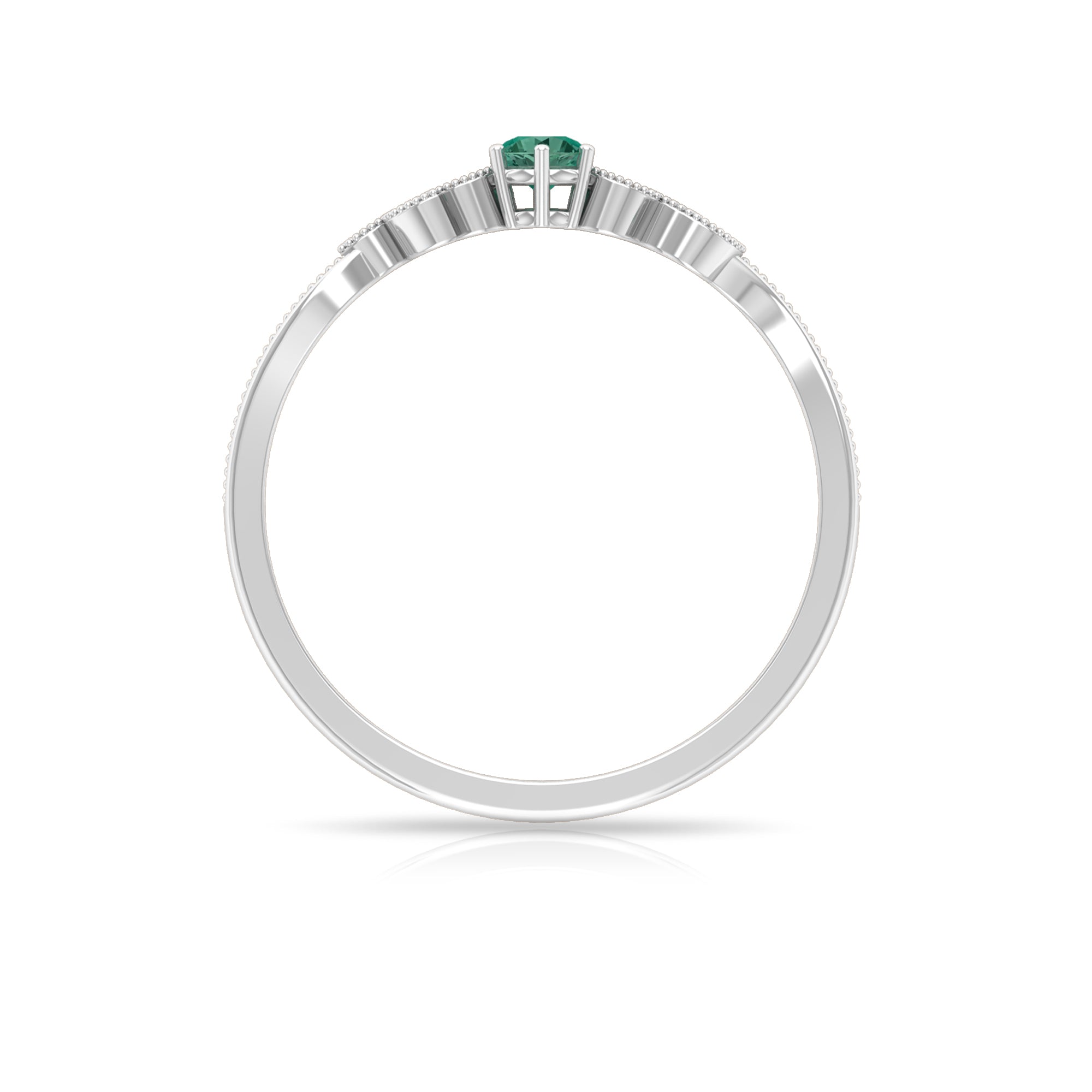 Rosec Jewels-Minimal Green Sapphire and Diamond Leaf Promise Ring