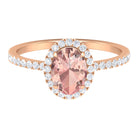 Rosec Jewels-1.50 CT Oval Shape Morganite Ring with Diamond Halo