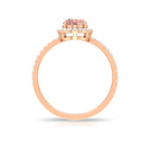 Rosec Jewels-1.50 CT Oval Shape Morganite Ring with Diamond Halo