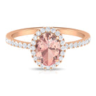 Rosec Jewels-1.50 CT Oval Shape Morganite Ring with Diamond Halo